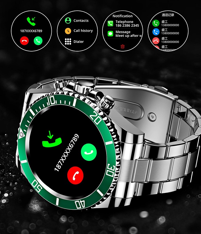 Montre Connectée Verte Appel Bluetooth